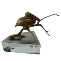 Vintage Brass Pelican Sculpture