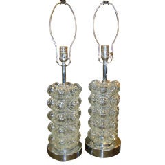 Pair Glass "Bubble" Lamps Retro Pair Glass "Bubble" Lamps