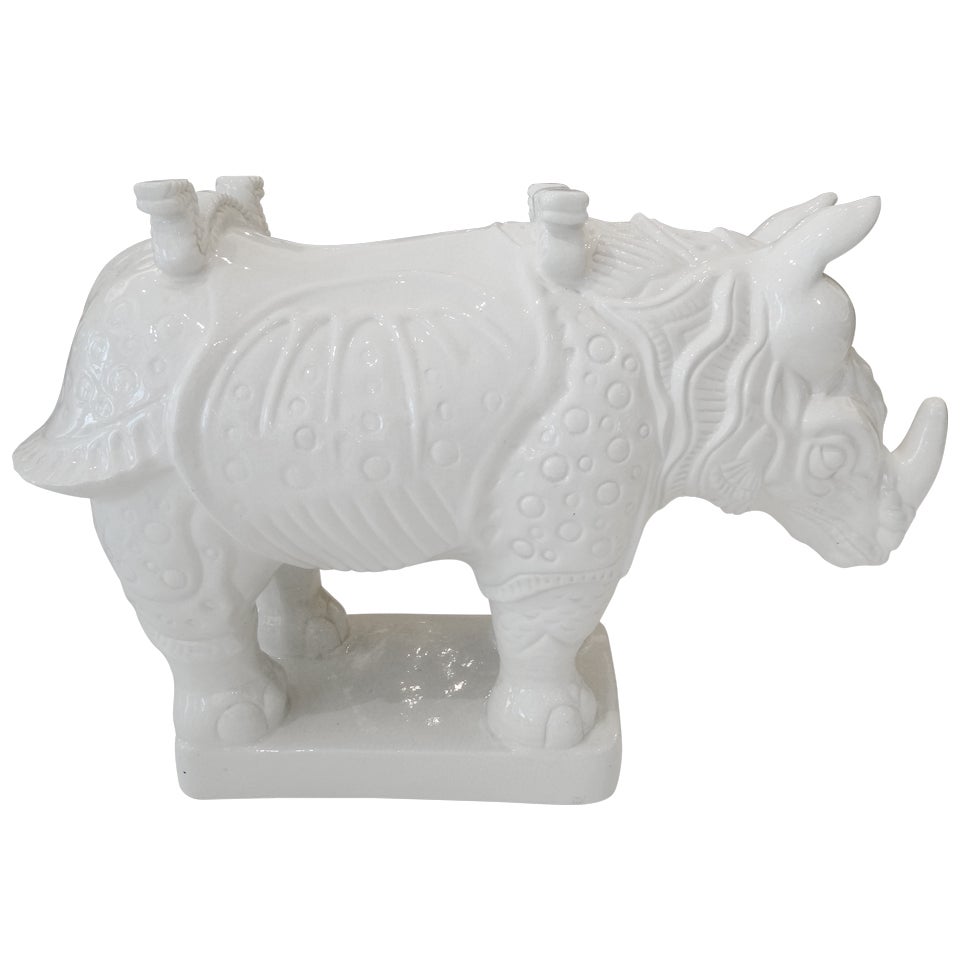 Ceramic Rhino Garden Seat