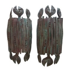 Pair Mid Century Iron Sconces in style of Wilfredo Lam