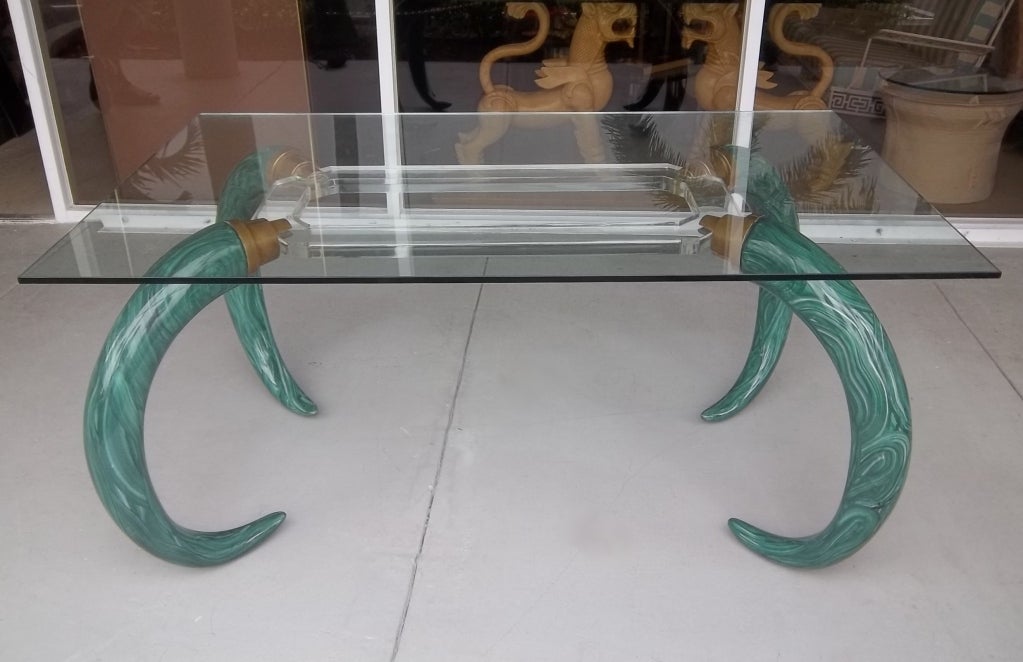 Faux Malachite Tusk Writing Table