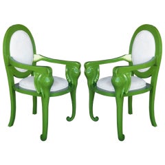 Pair Lacquered Elephant Armchairs