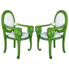 Pair Lacquered Elephant Armchairs