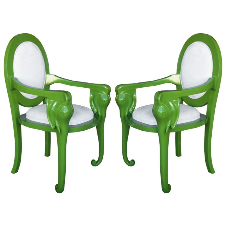 Pair Lacquered Elephant Armchairs