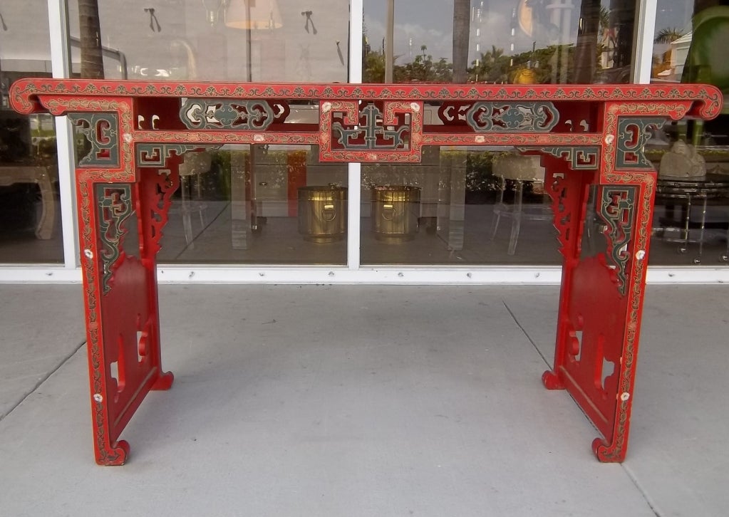 Red Lacquer Console Table