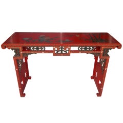 Red Lacquer Console Table