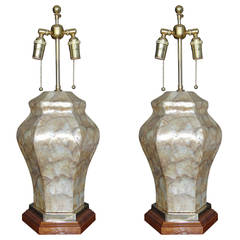 Vintage Pair of Capiz Shell Lamps