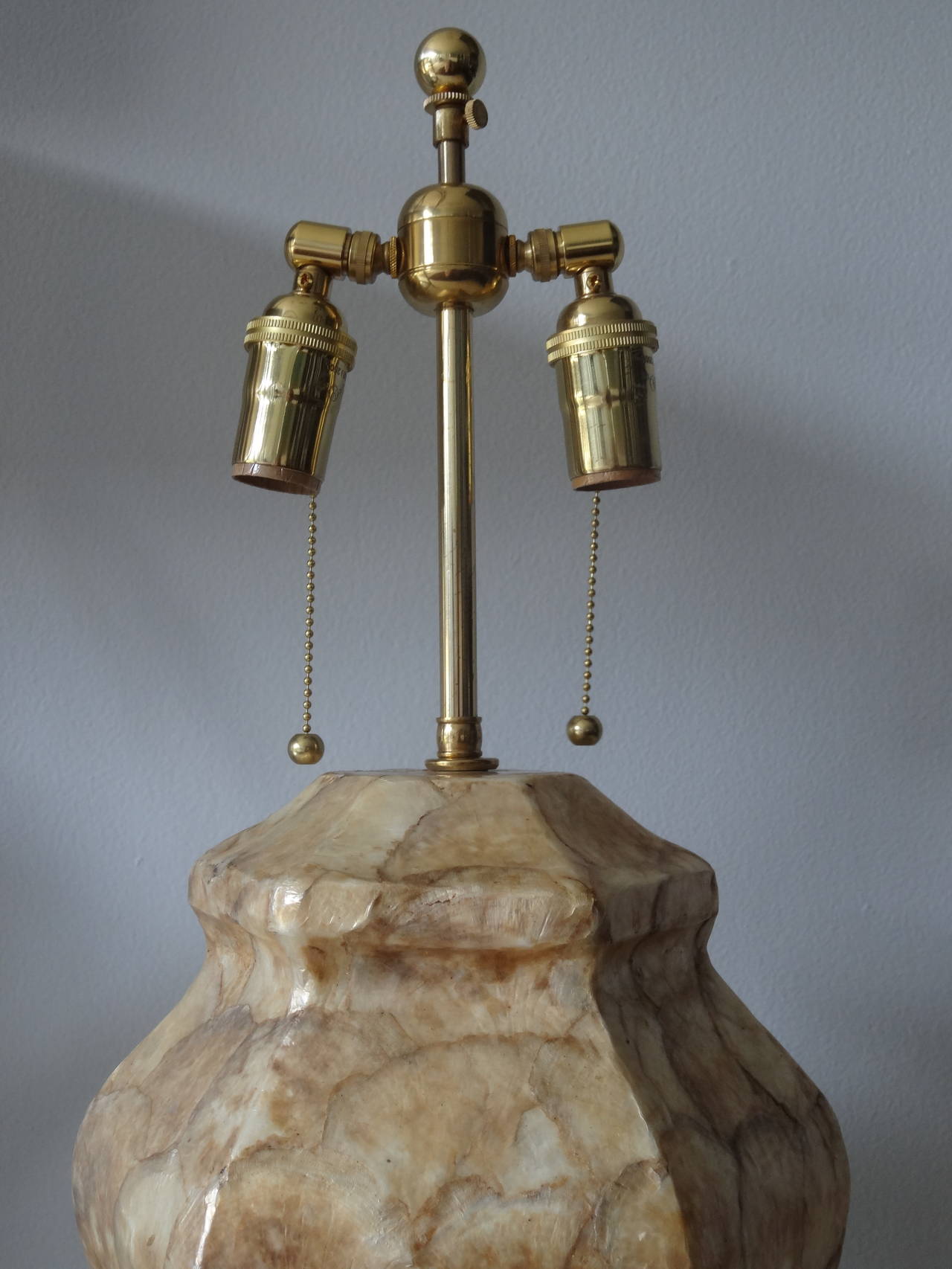 Mid-Century Modern Pair of Capiz Shell Lamps