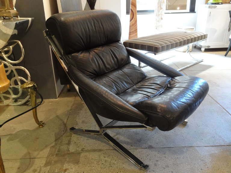 Midcentury Chair with Ottoman In Good Condition In North Miami, FL