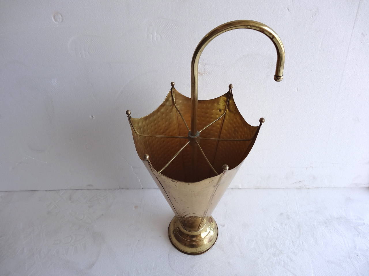 Great Mid-Century umbrella stand made of brass with nice detail.