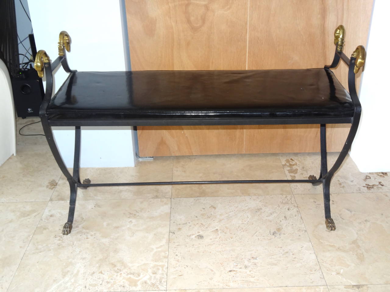 Brass Neoclassical Style Bench