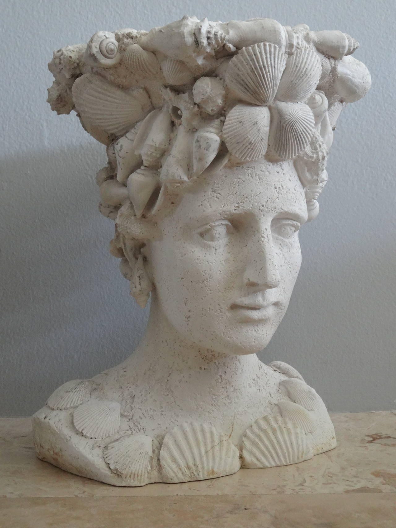 Neoclassical style planter with shell decoration in style of Tony Duquette.