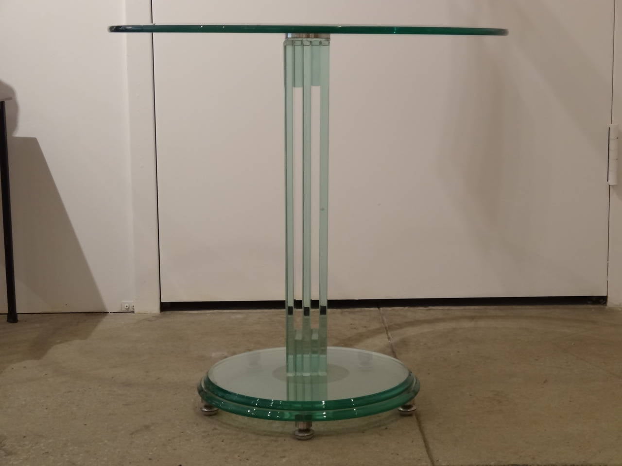 American Pair of Fontana Arte Style Glass Tables