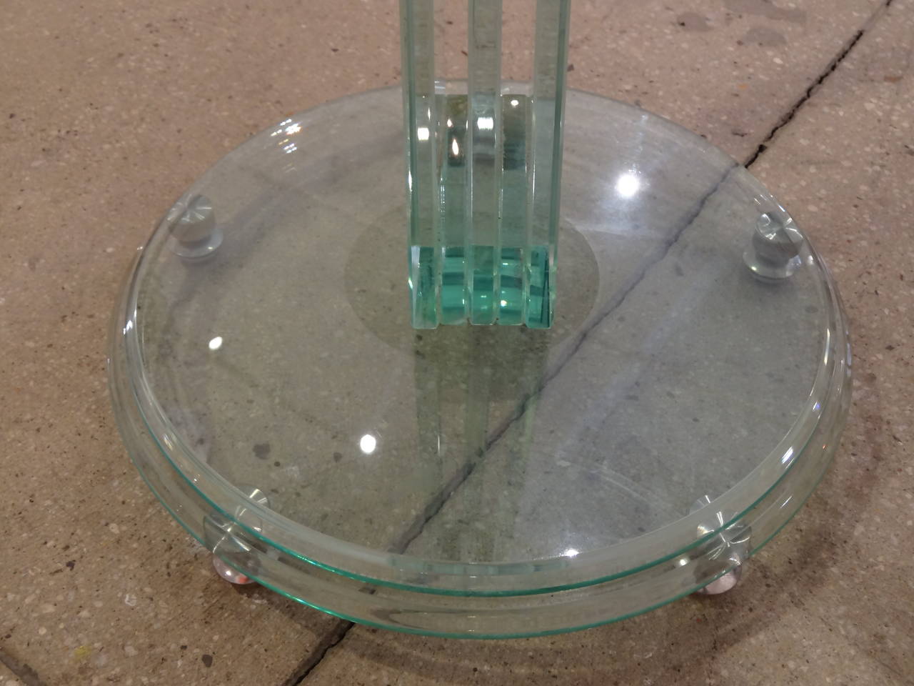 Late 20th Century Pair of Fontana Arte Style Glass Tables