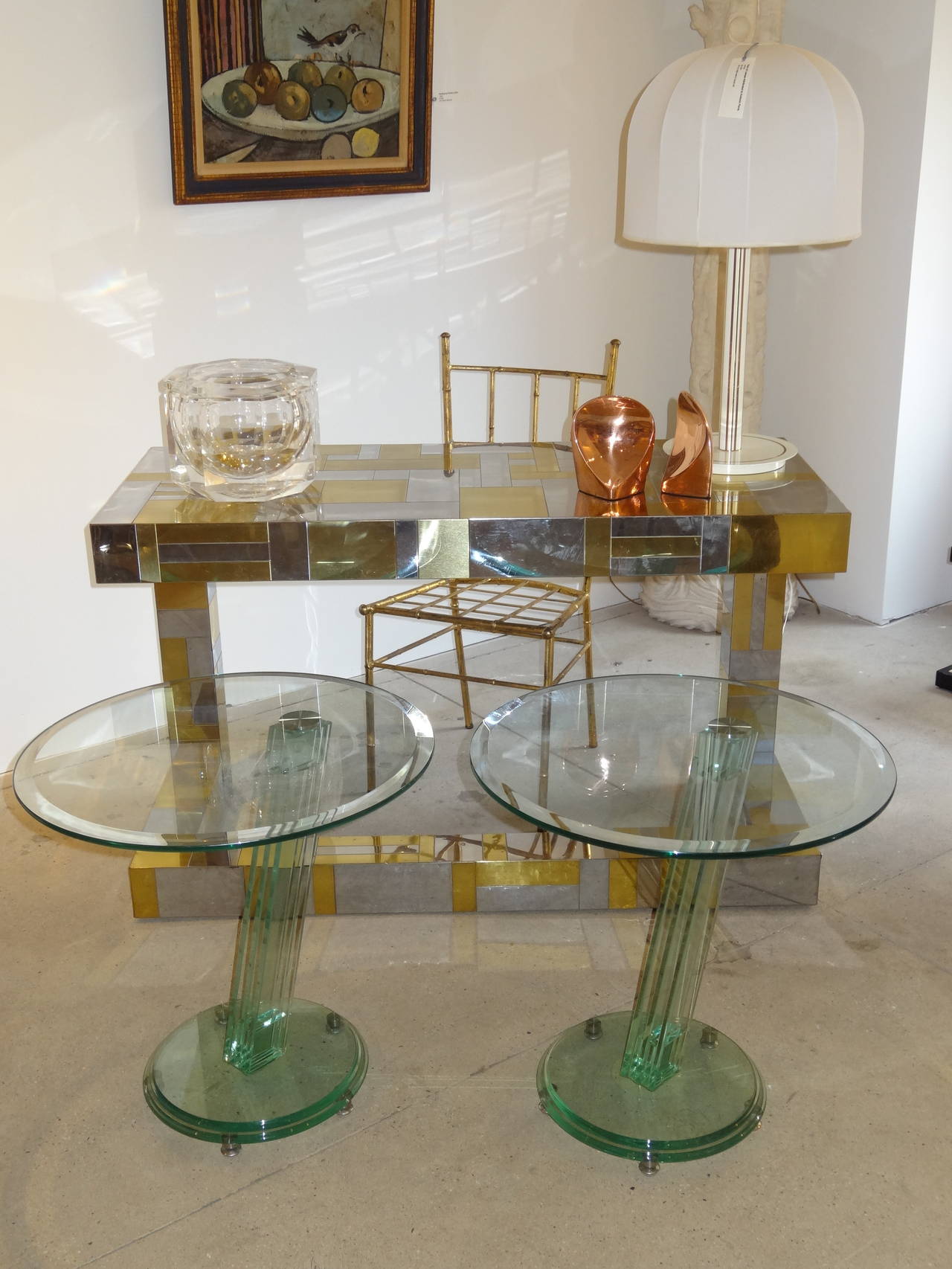 Pair of Fontana Arte Style Glass Tables 3