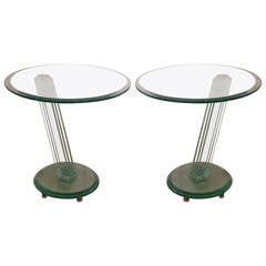 Pair of Fontana Arte Style Glass Tables