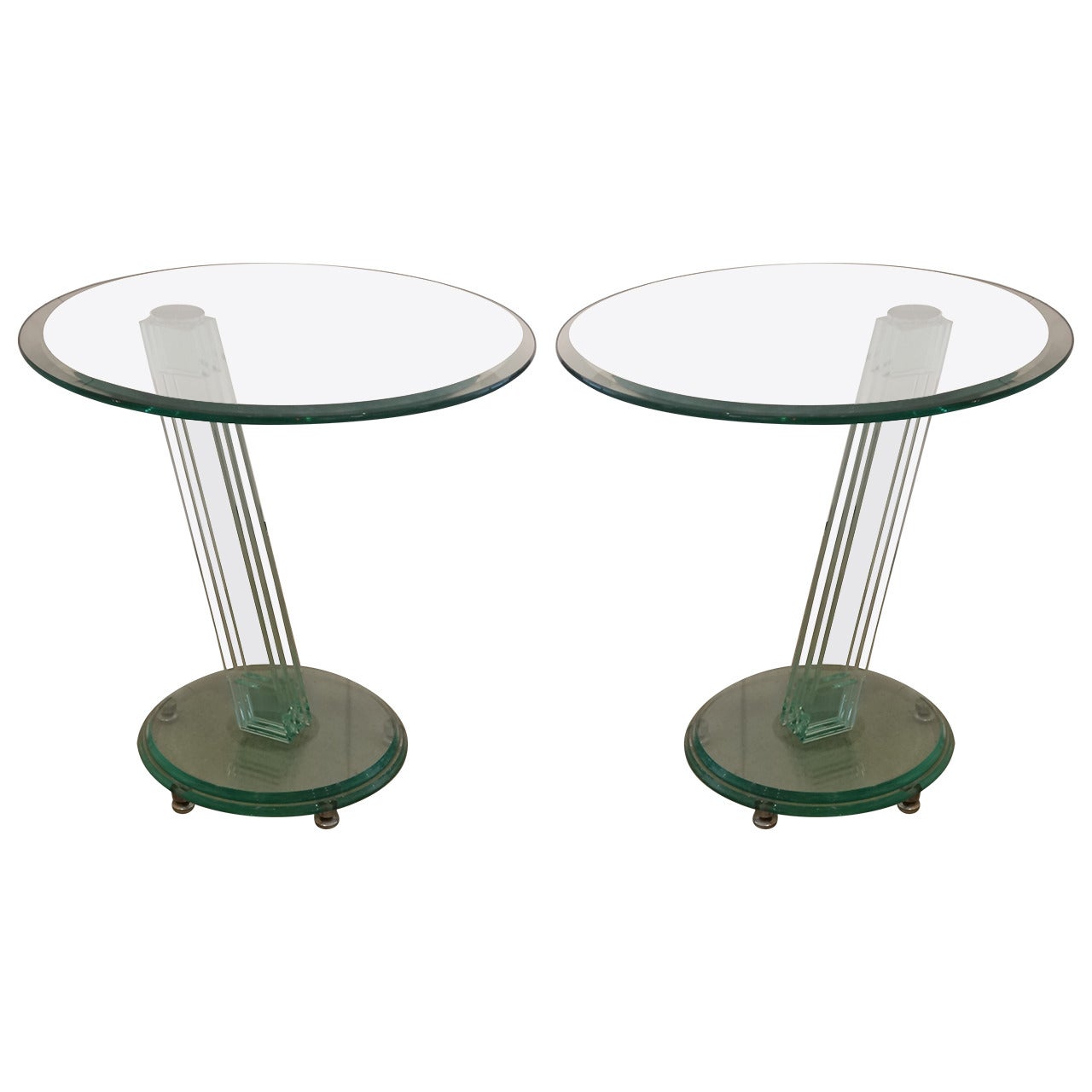 Pair of Fontana Arte Style Glass Tables