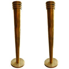 Pair of Mid-Century Modern Brass Candle Sticks