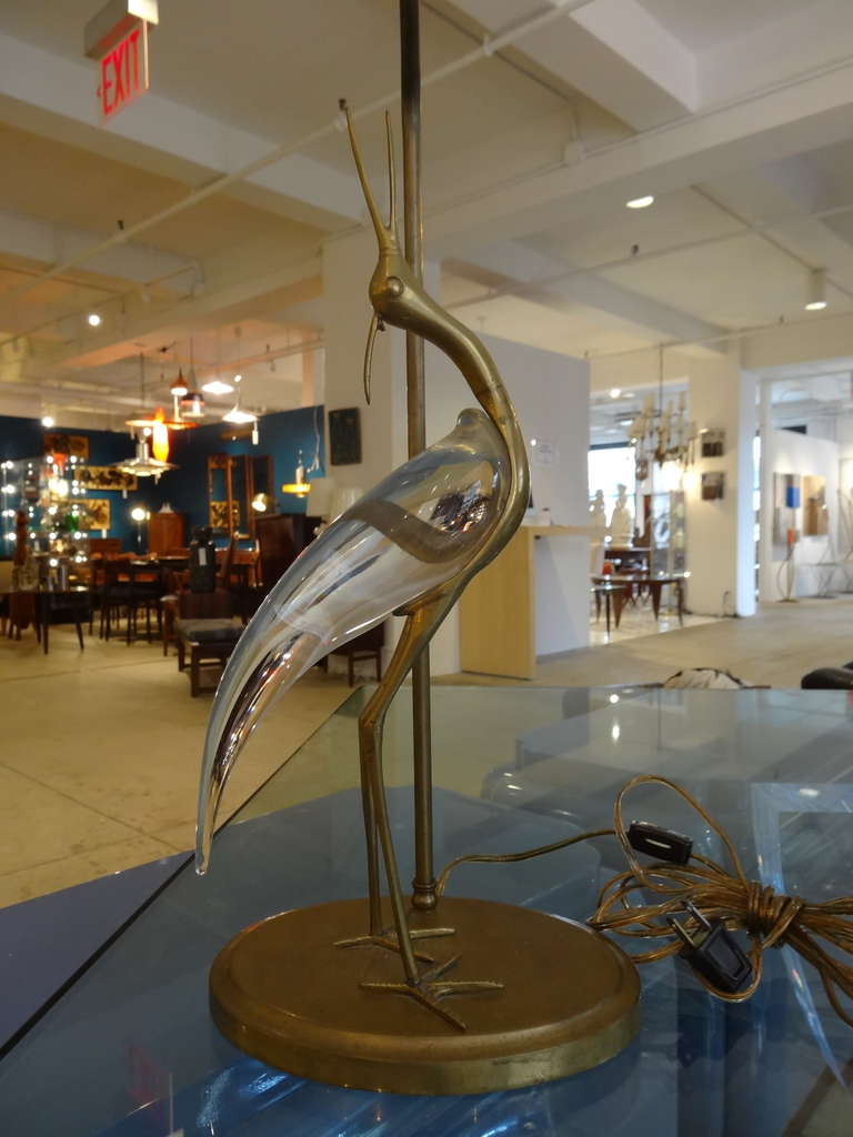 20th Century Pair Murano Birds Mounted as Lamps by Chapman