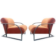 Pair Milo Baughman Style Club Chairs