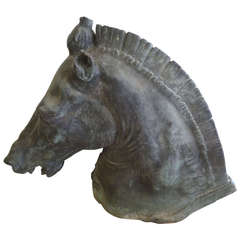 Life-Size Classical Style Bronze Horse Head