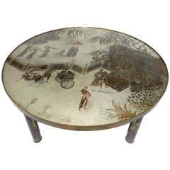 Philip and Kelvin Laverne Etched Bronze Chan Cocktail Table