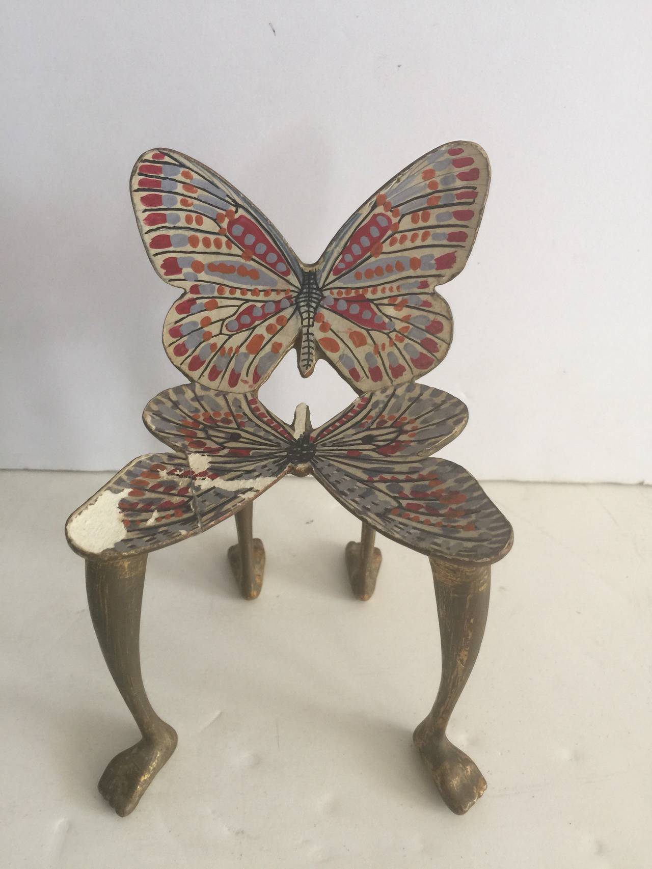 A Pedro Friedeberg Butterfly Chair Sculpture circa 1970ties.
This chair is handpainted and polychromed wood
Chair is hand signed in the rear wing .