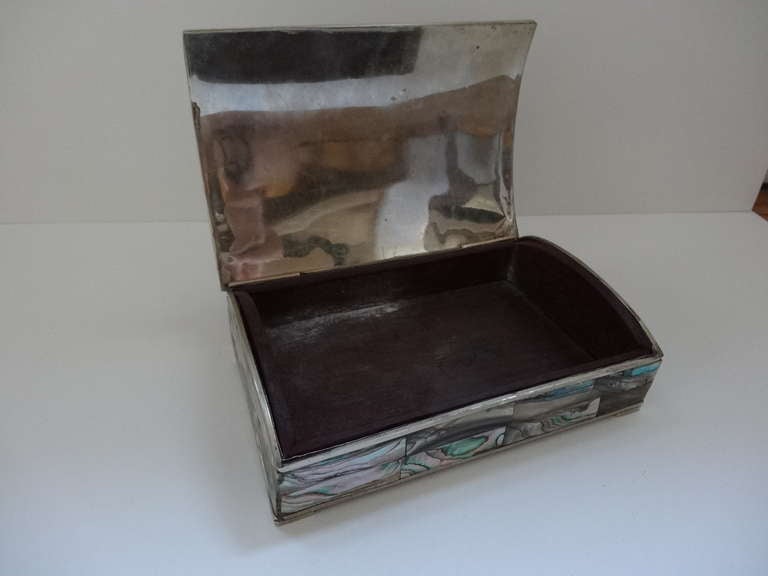 Late 20th Century Abalone Shell/ Silverplate Box