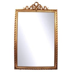 Gold Gilded Carved Wood Beveled Mirror from France