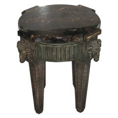 19th c. Empire Carved Oak and Marble-Top Guierdon