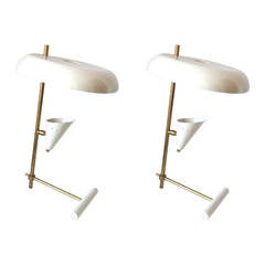 Pair of Italian Brass Table Lamps in a Style of Stilnovo
