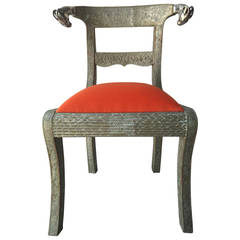 Vintage Pressed Tin Ram Head Chair