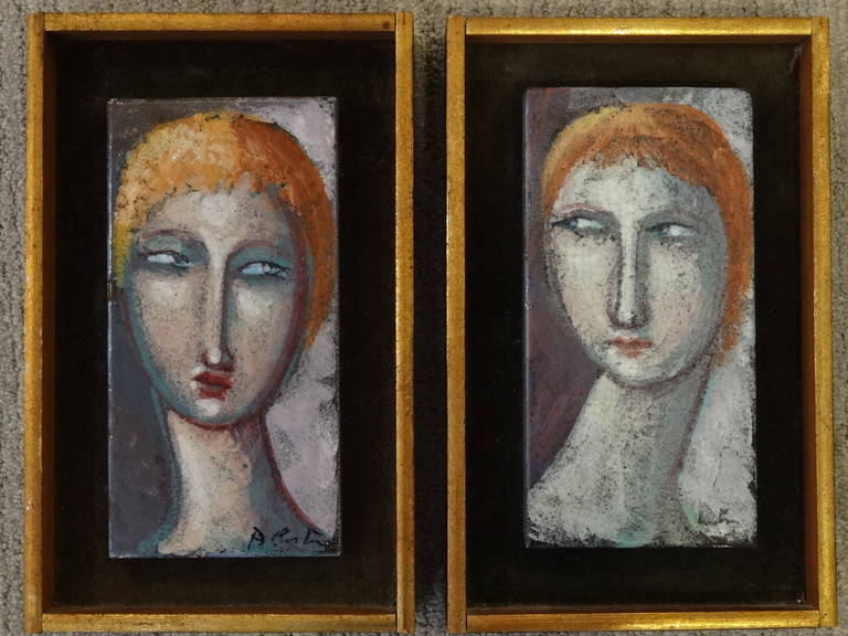Pair of Glazed Italian Ceramic Plaques