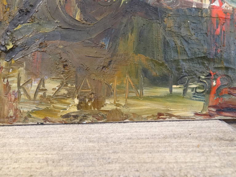Mid-Century Painting by Kazann, 1952 In Fair Condition In North Miami, FL