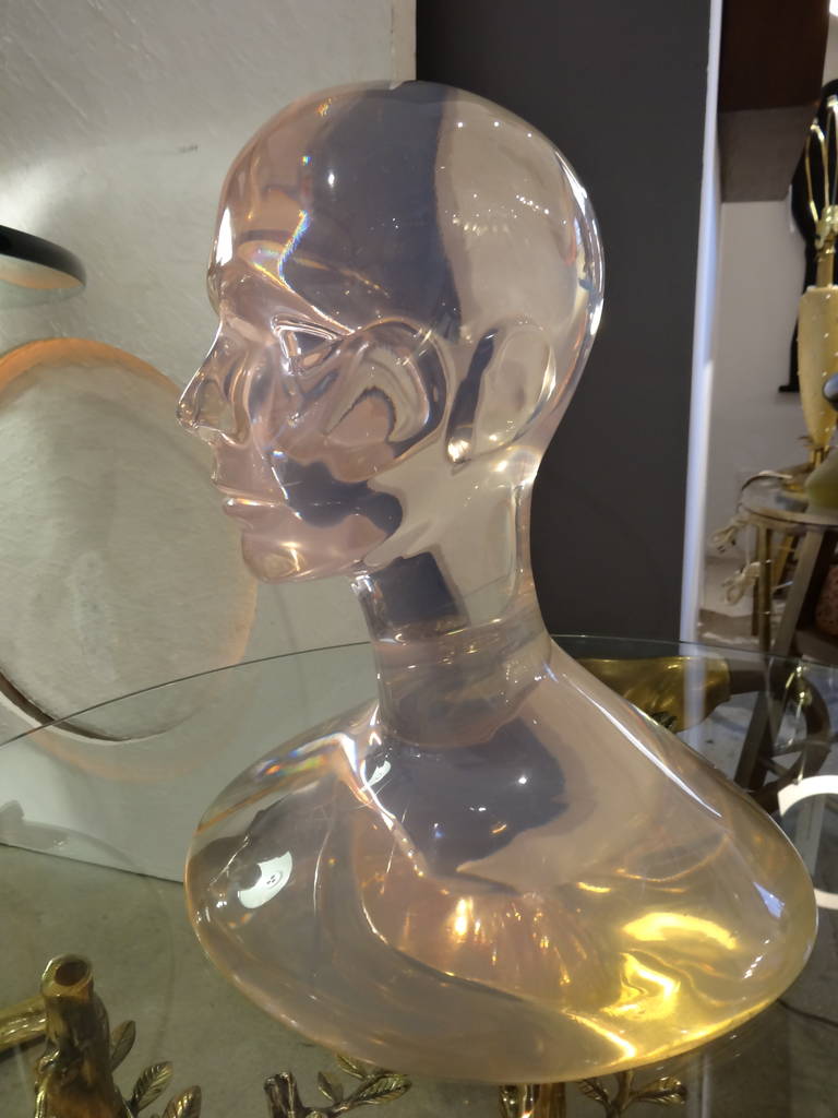 Lucite Bust, 1980s In Good Condition In North Miami, FL