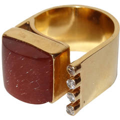 Diamond Rutilated Quartz Ring by Kerber Design