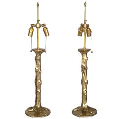 Pair Brass Plated "Tree" Lamps