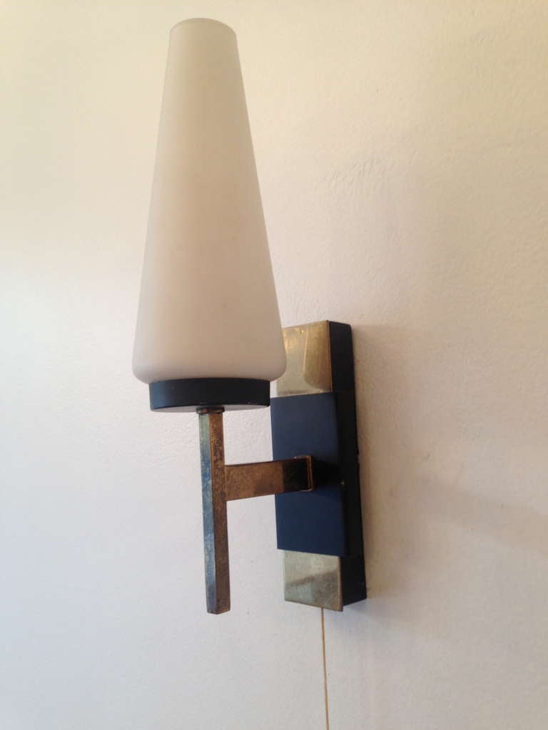 Brass Pair of French Fifties Sconces