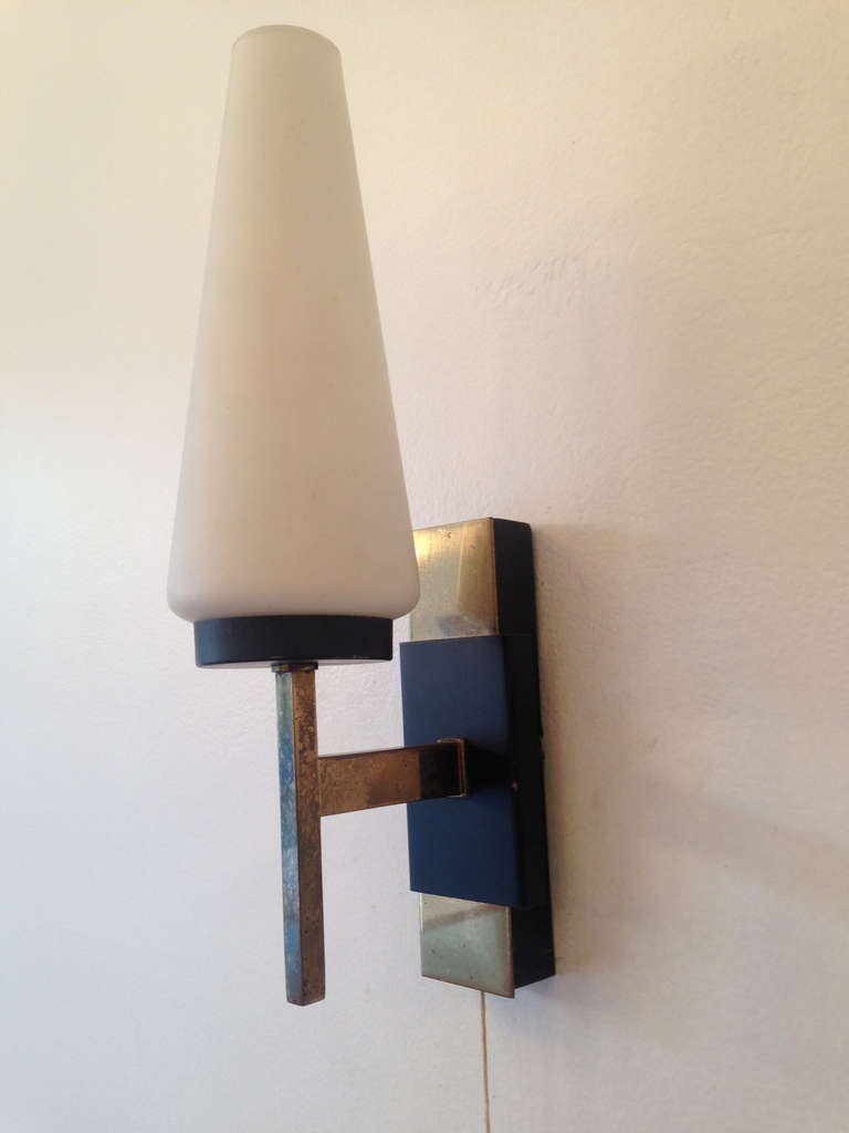 Mid-Century Modern Pair of French Fifties Sconces