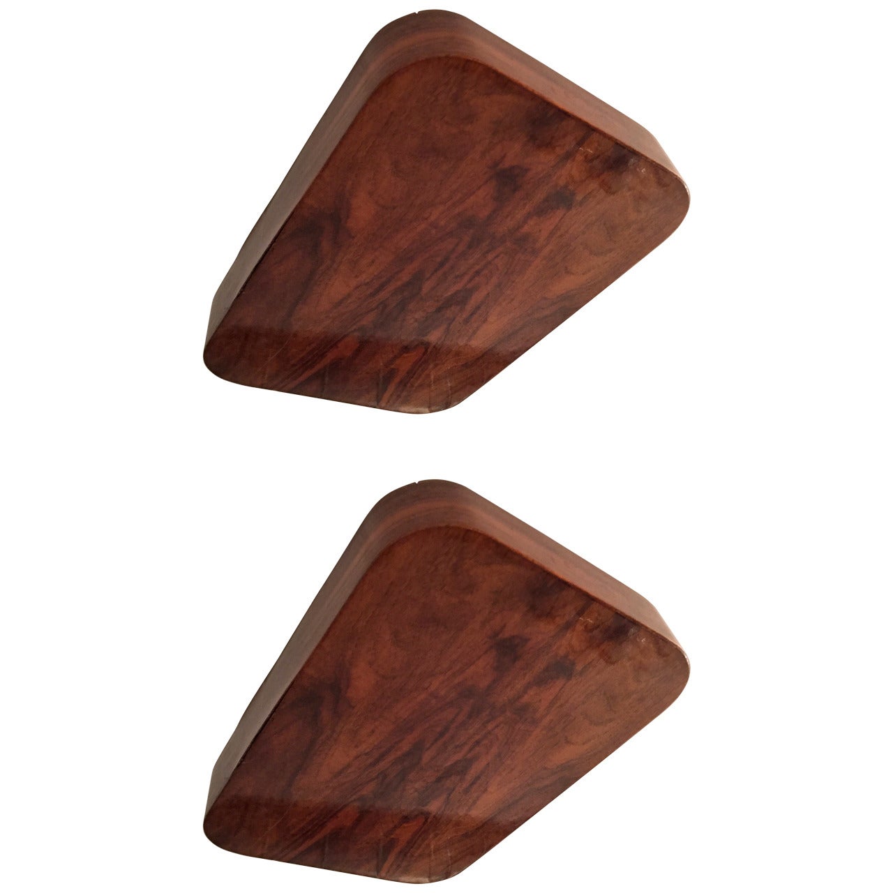 Pair of French Flame Mahogany Flush Pendants For Sale