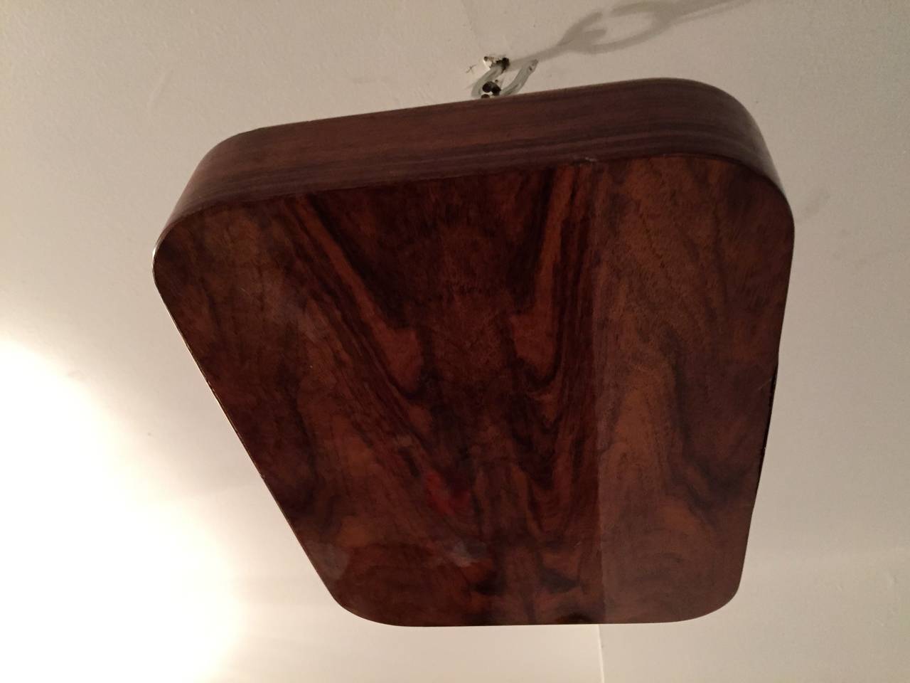 Art Deco Pair of French Flame Mahogany Flush Pendants For Sale