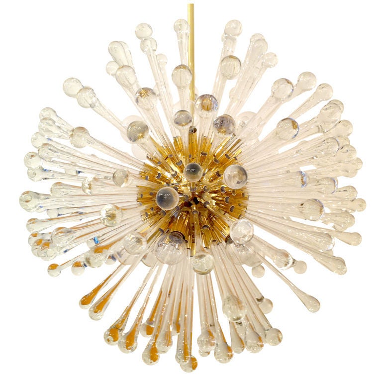 Pair of 1960s Italian Murano Glass Dandelion Chandelier 1