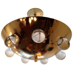 Gilded Crystal Orb Flush Light / Pendant