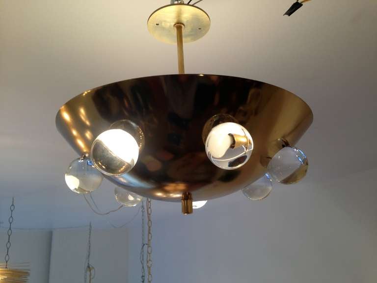 American Gilded Crystal Orb Flush Light / Pendant