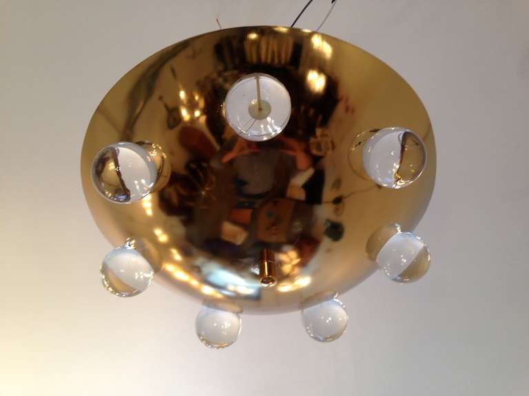 Modern Gilded Crystal Orb Flush Light / Pendant