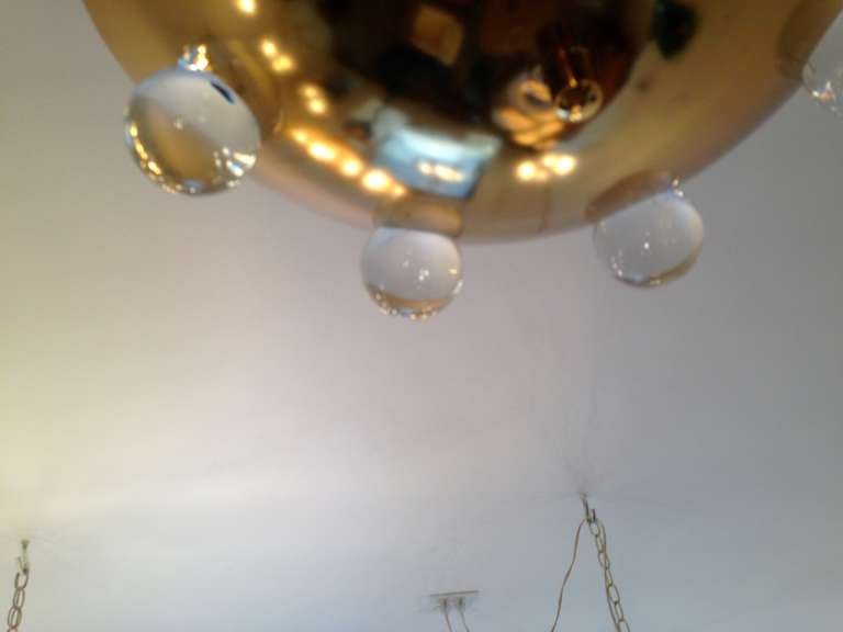 Contemporary Gilded Crystal Orb Flush Light / Pendant