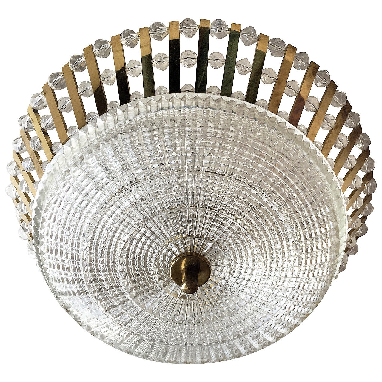 Austrian Crystal 1950s Flush Light