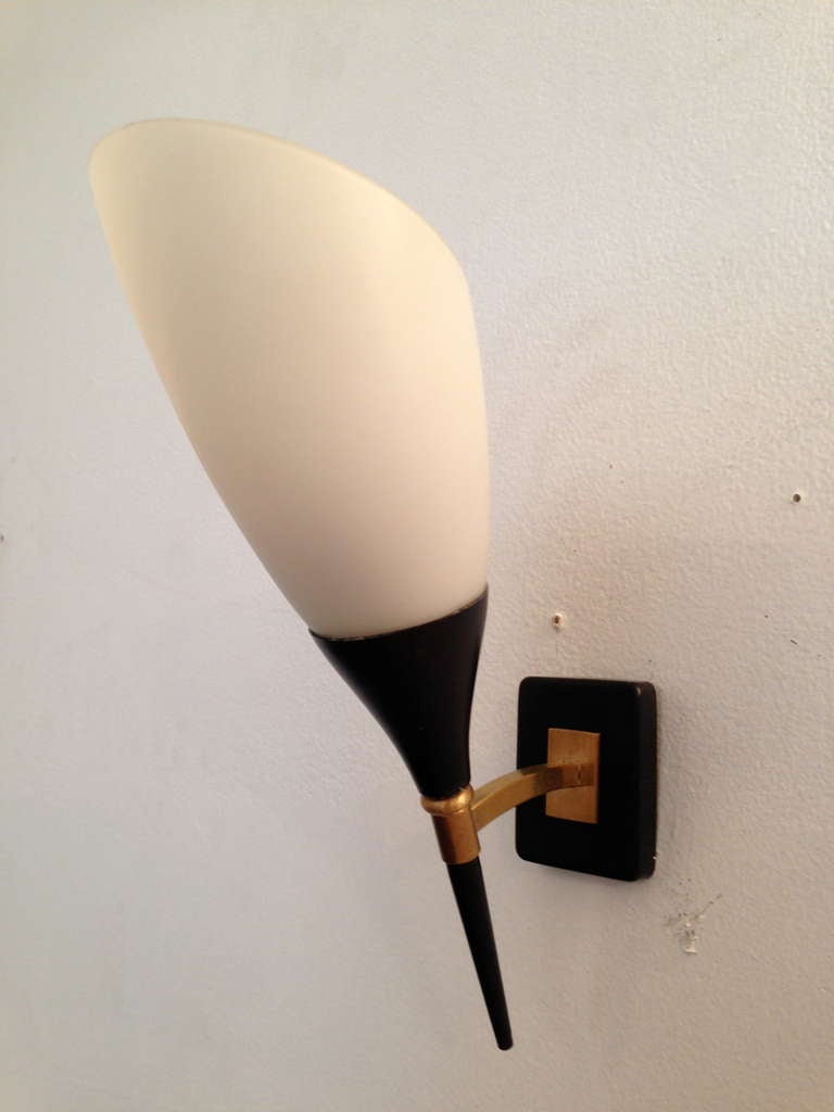 Mid-Century Modern Pair of French 50s Wall Lights