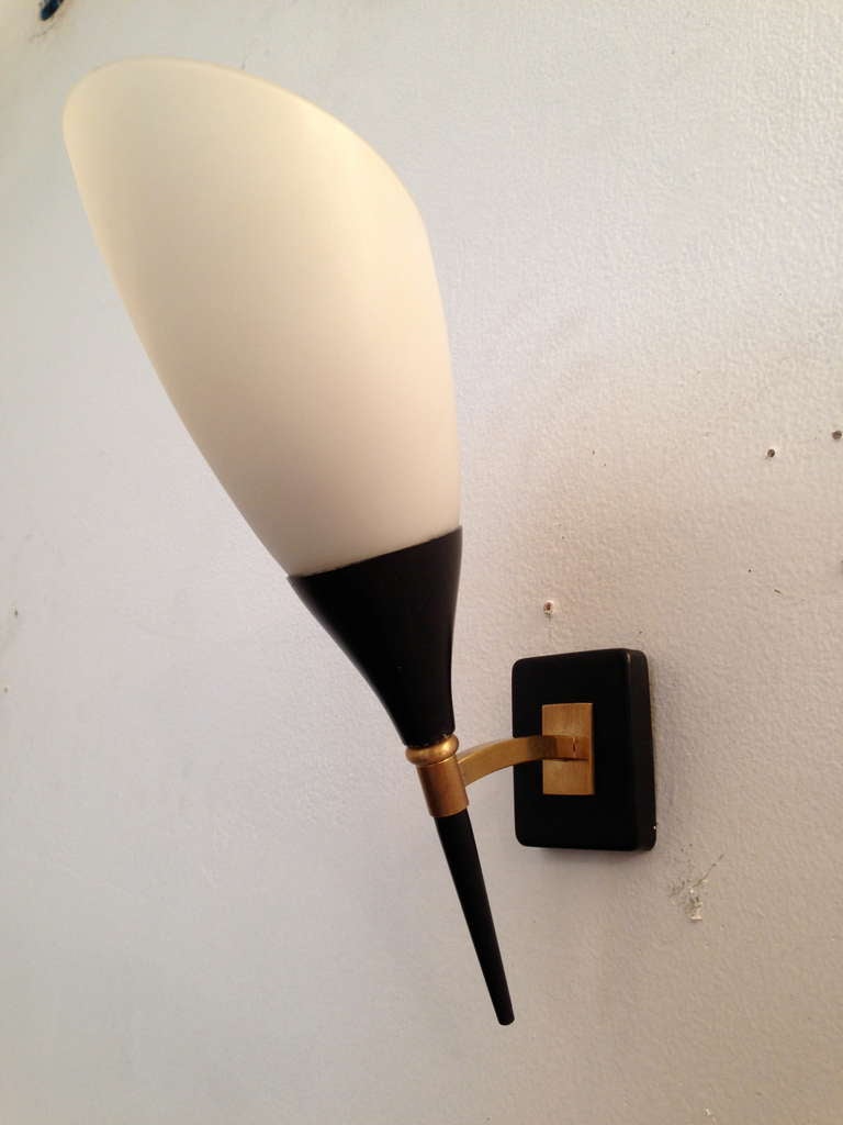 Enamel Pair of French 50s Wall Lights