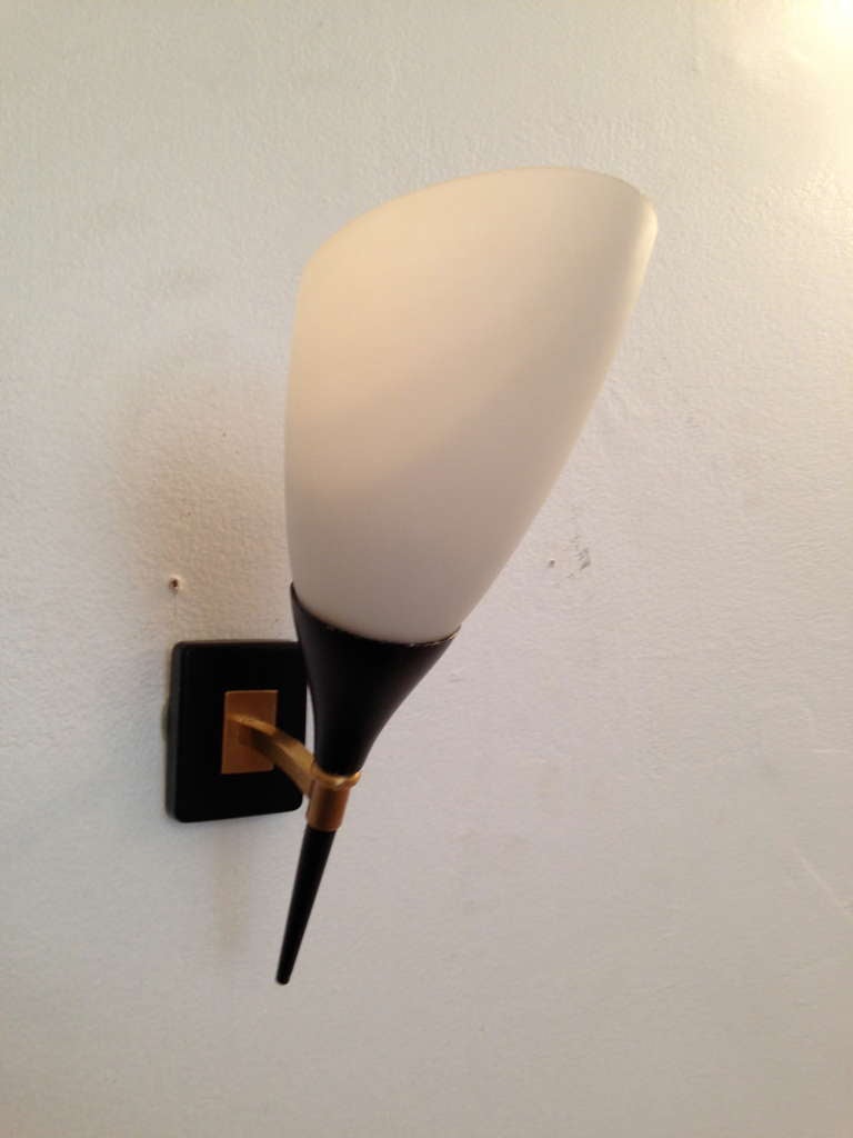 Pair of French 50s Wall Lights In Excellent Condition In New York, NY